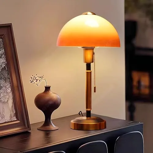 Vintage Table Lamp, Decorative Table Light with Glass Shade view 2
