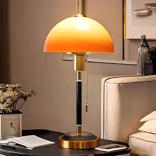 Vintage Table Lamp, Decorative Table Light with Glass Shade view 3