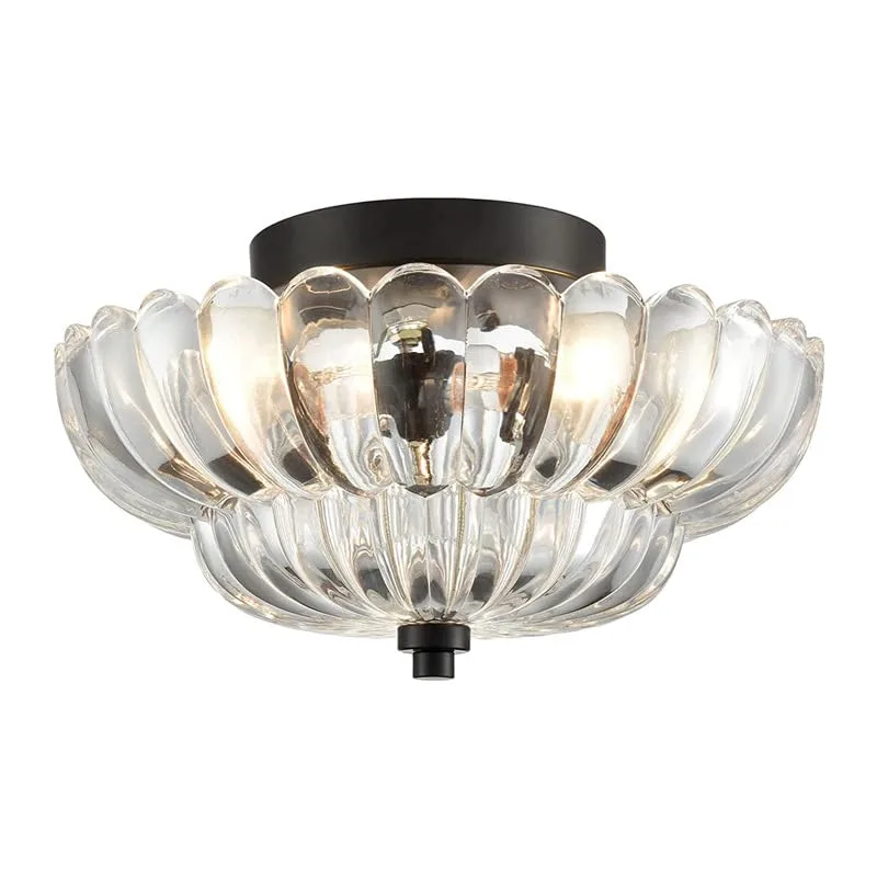 Black Base & Clear Lampshade Close to Ceiling view 2
