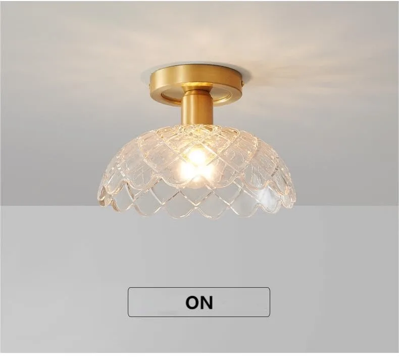 American Simple All-Copper Glass Ceiling Light Corridor Cloakroom Light view 3