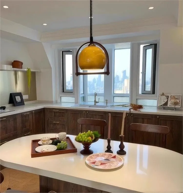 11.8 Inch Medieval Cream Style Pendant Light, Retractable Chandelier view 3
