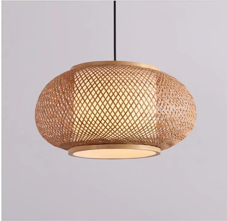 Bamboo Cane Woven Hanging Light 1 Light Embellished Chandelier view 2