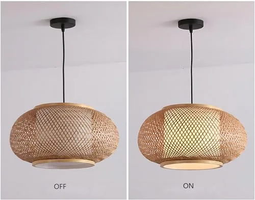 Bamboo Cane Woven Hanging Light 1 Light Embellished Chandelier view 3
