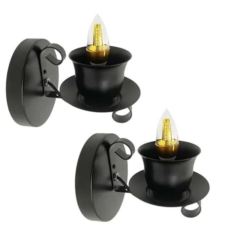 Black 1-Light Iron Wall view 2