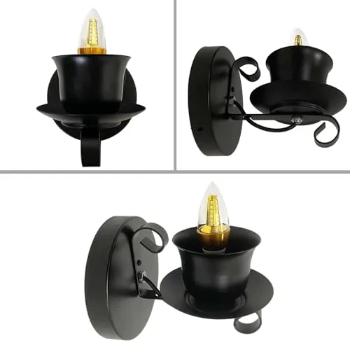 Black 1-Light Iron Wall view 3