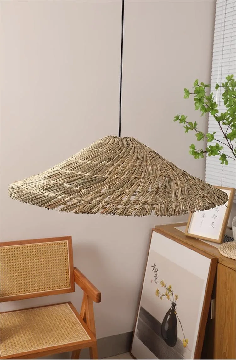 1-Light Rattan, Straw Chandelier view 1
