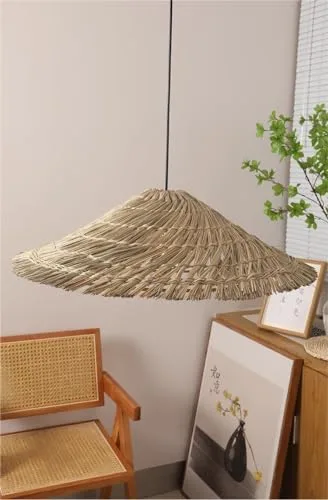 1-Light Rattan, Straw Chandelier view 2