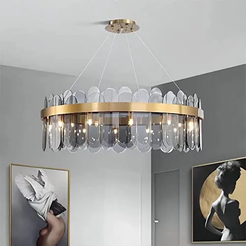 Gold & Gray 10-Light Glass Pendant view 3