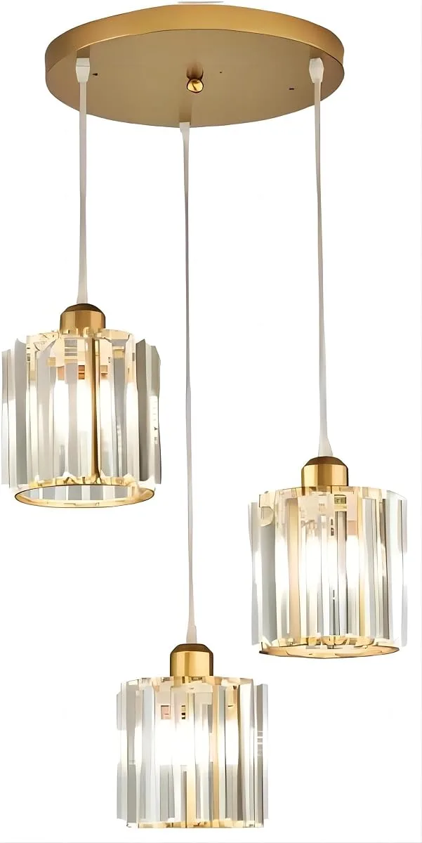 Gold 3-Light Crystal Pendant view 1