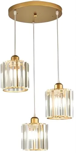 Gold 3-Light Crystal Pendant view 2