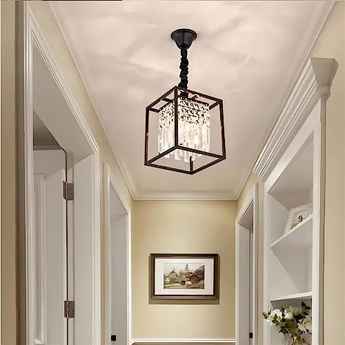 Black 1-Light Crystal, Metal, Polycarbonate Chandelier view 3