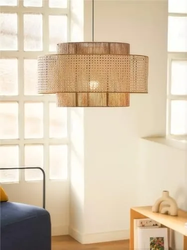 1-Light Rattan + twine Chandelier view 2