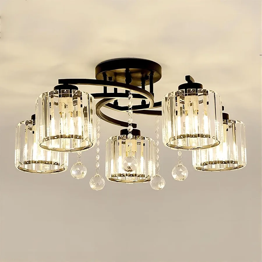 Black 5-Light Crystal Chandelier view 1
