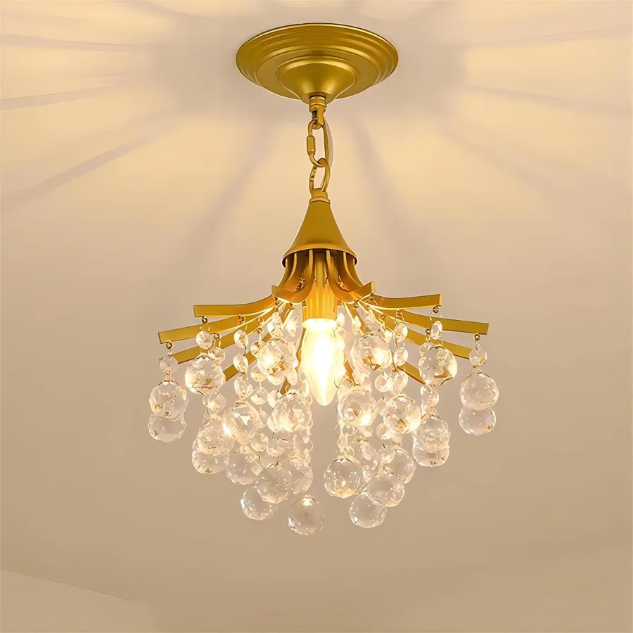 Gold 1-Light Crystal Chandelier view 1