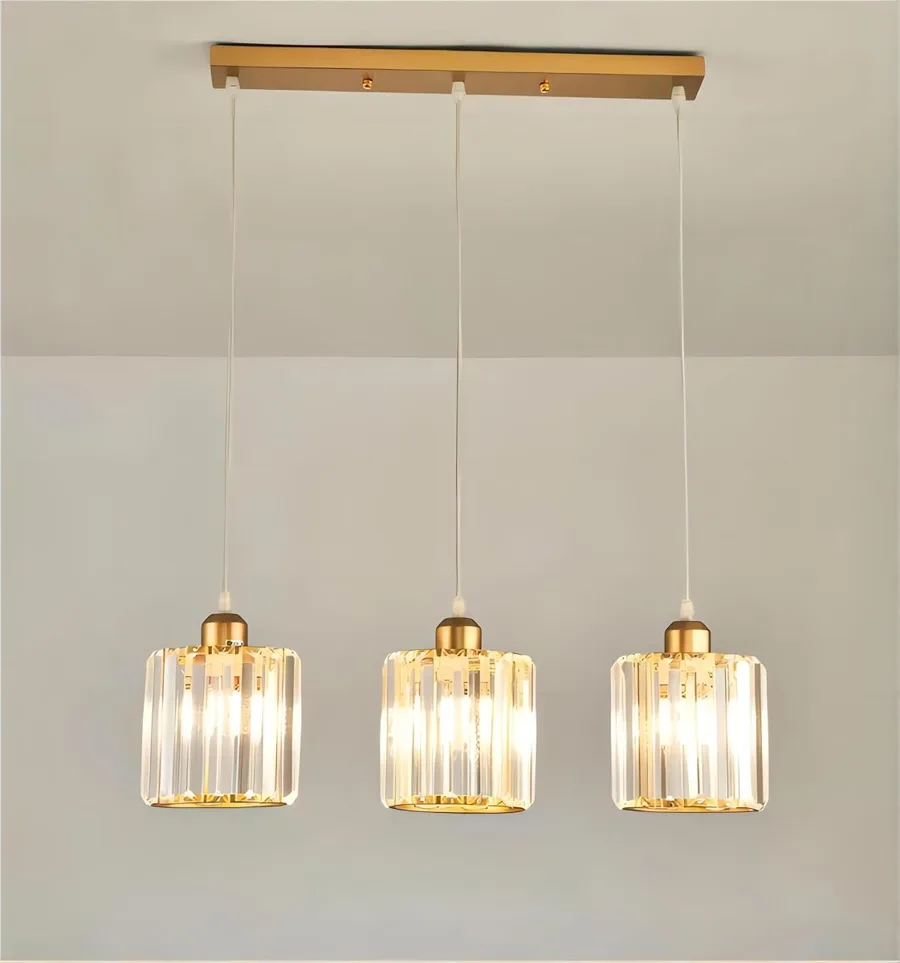 Long 3-Light Crystal Pendant view 1