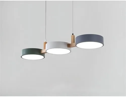 White-Grey-Green 3-Light Wood Chandelier view 2