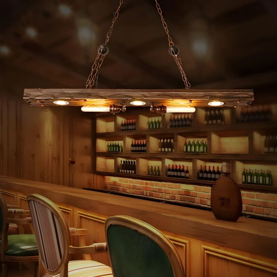 Log Color 5-Light Wood Close to Ceiling view 1