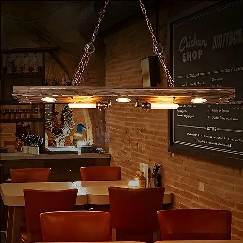 Log Color 5-Light Wood Close to Ceiling view 3