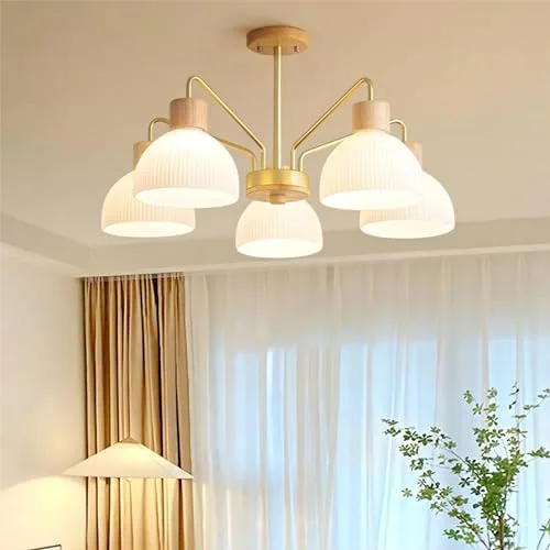 5-Light Glass Close to Ceiling view 2
