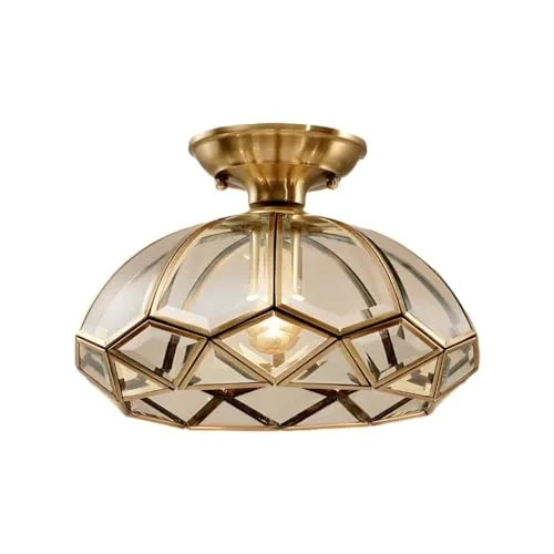 Modern Copper Native Clear Glass Geometric Semi-Recessed Ceiling Light view 2