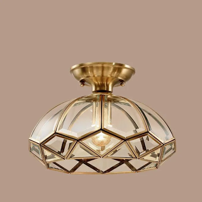 Modern Copper Native Clear Glass Geometric Semi-Recessed Ceiling Light view 3