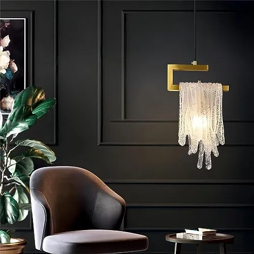 Clear and Gold 1-Light Glass Chandelier view 3