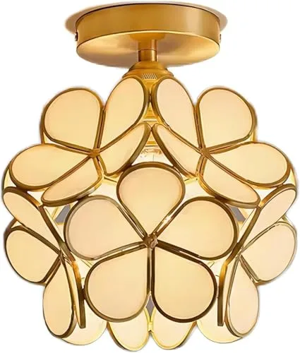 White 1-Light Glass Ceiling view 2