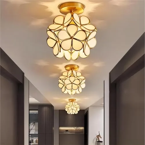 White 1-Light Glass Ceiling view 3