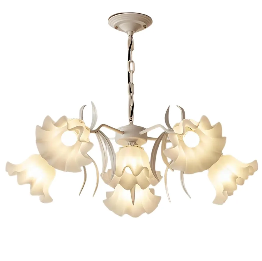 White 6-Light Acrylic Pendant view 1