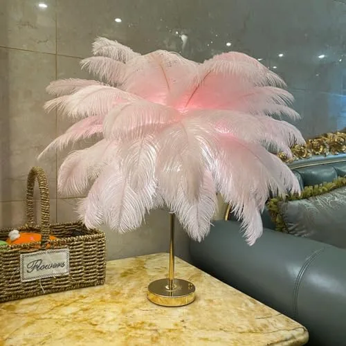 Pink 1-Light Feather Desk Lamp view 2