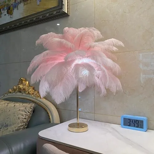 Pink 1-Light Feather Desk Lamp view 3