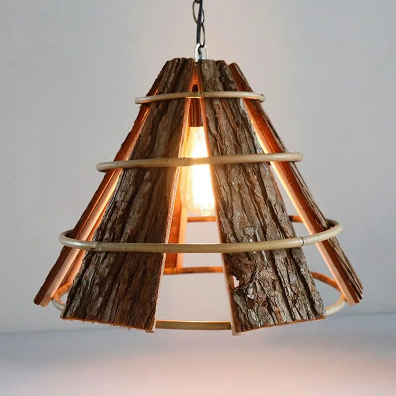 Brown 1-Light Wood Chandelier view 2