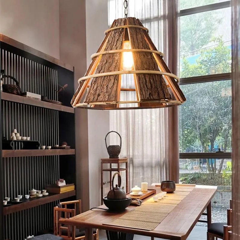 Brown 1-Light Wood Chandelier view 3