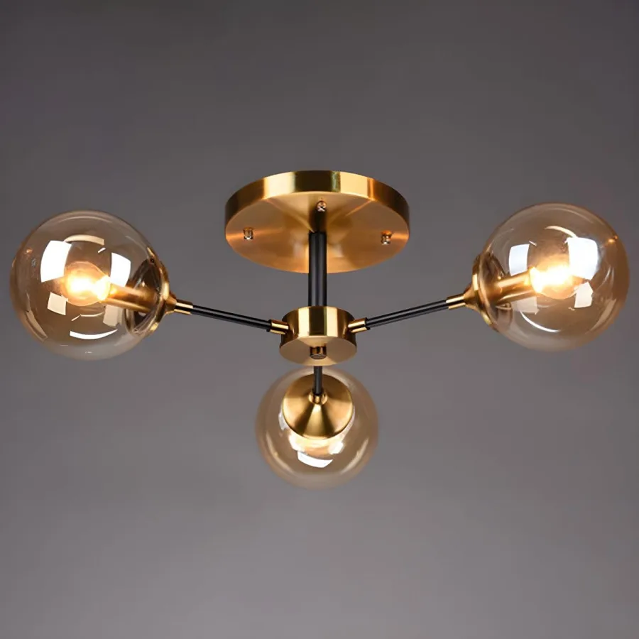 Amber 3-Light Glass Close to Ceiling view 1