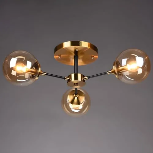 Amber 3-Light Glass Close to Ceiling view 2