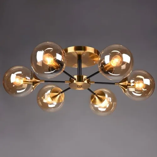 Amber 6-Light Glass Close to Ceiling view 2