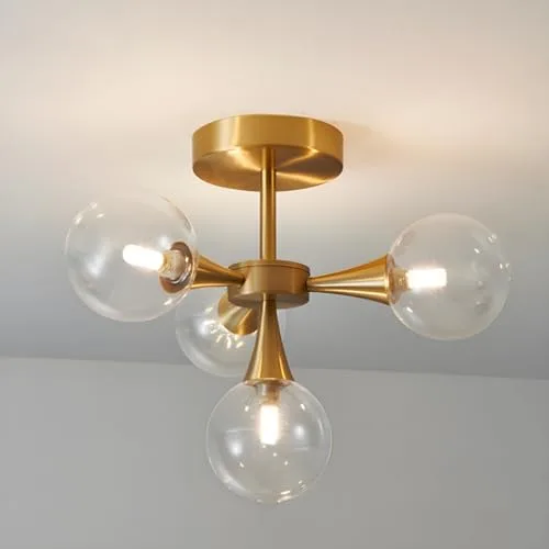 Simple Living Room Modern Gold Ball Chandelier with Glass view 2