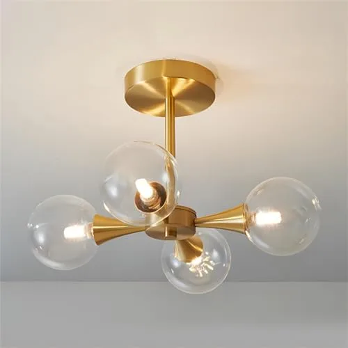 Clear Lampshade 4-Light Glass Close to Ceiling view 2