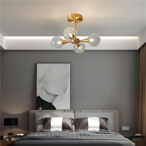 Clear Lampshade 4-Light Glass Close to Ceiling view 3