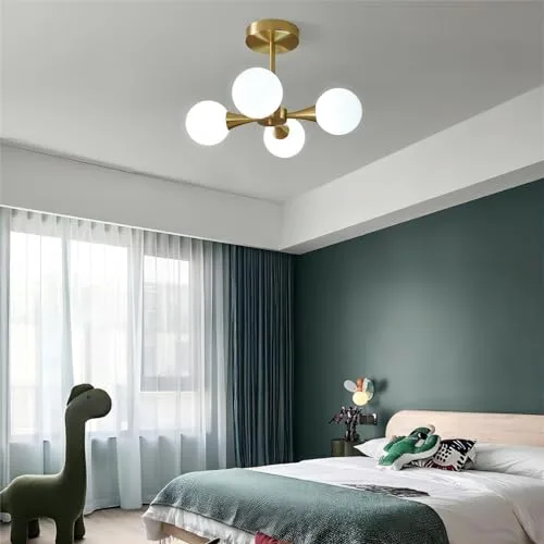 White Lampshade 4-Light Close to Ceiling view 3