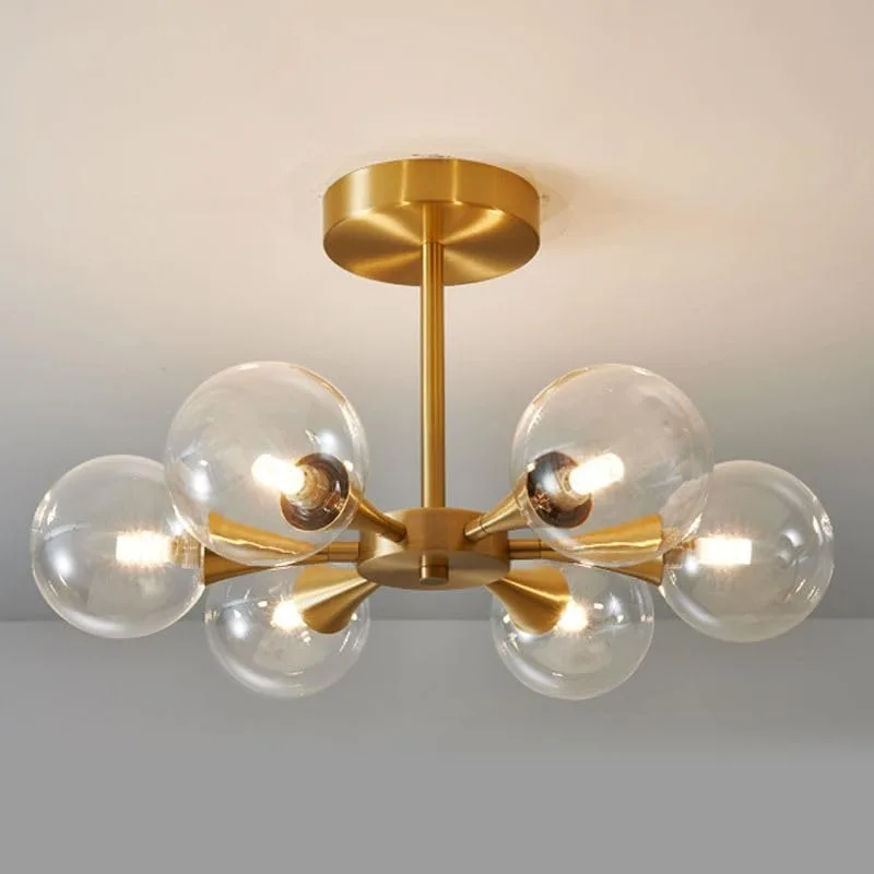 Clear Lampshade 6-Light Glass Close to Ceiling view 1