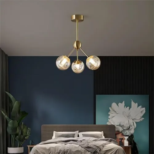 Gold 3-Light Glass Chandelier view 3