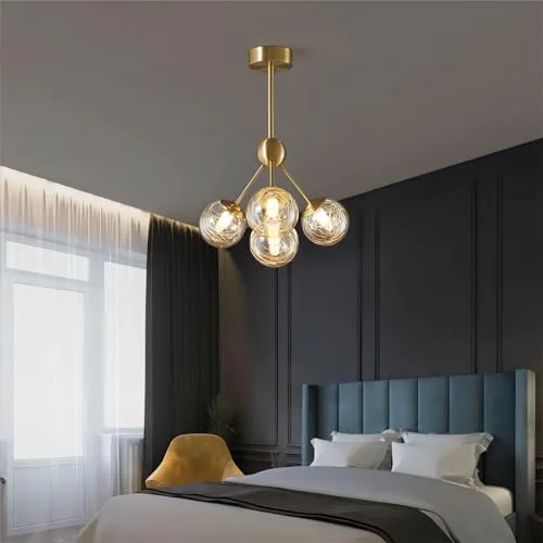 Gold 4-Light Glass Chandelier view 2