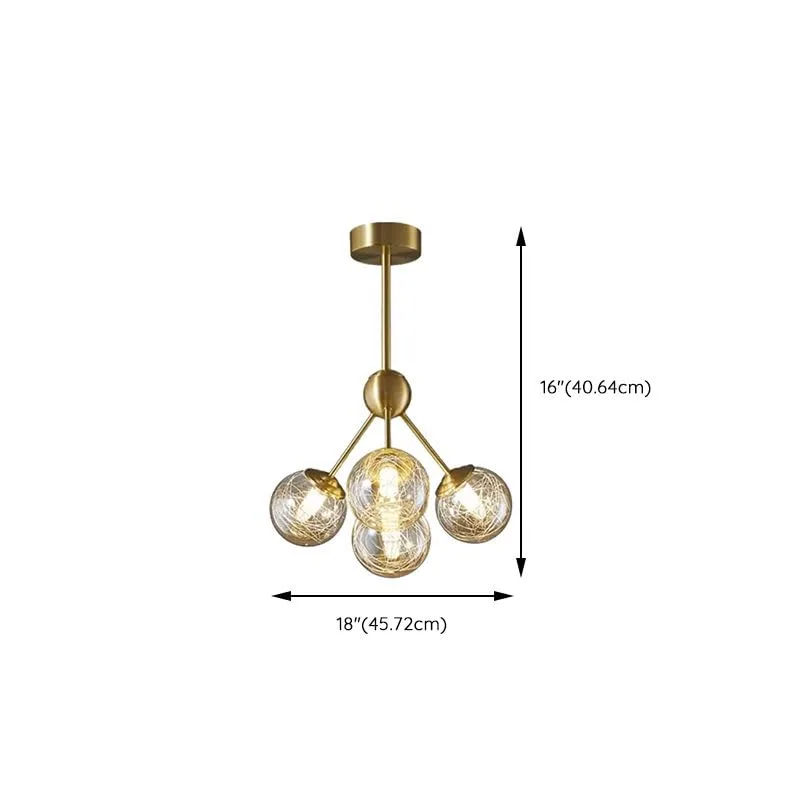 Gold 4-Light Glass Chandelier view 3