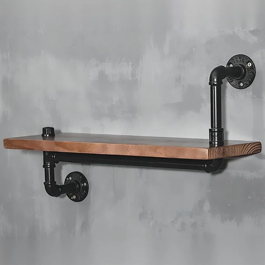 Industrial Pipe Shelving Wall Mounted, Iron Pipe Shelf with view 1