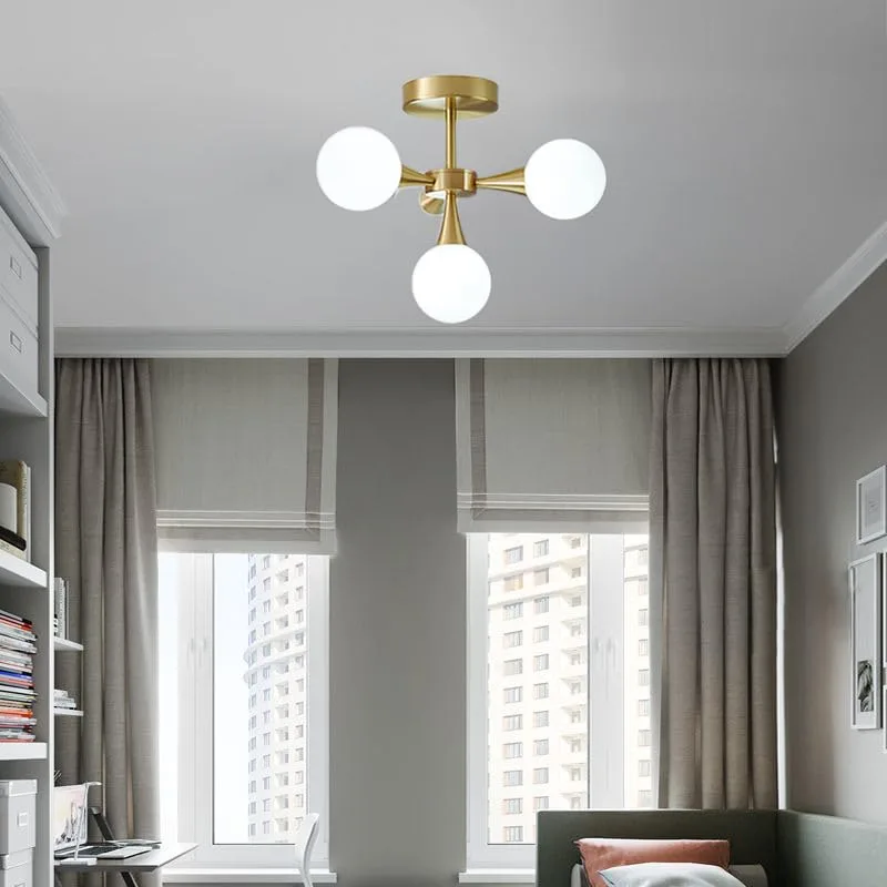 Gold 4-Light Glass Close to Ceiling view 2