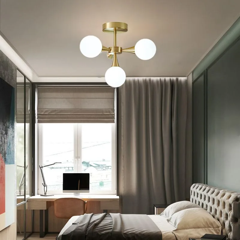 Gold 4-Light Glass Close to Ceiling view 3