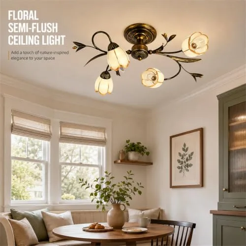 19.7 Inch 4-Light Branch Shaped Ceiling Lights, Creative Retro view 2