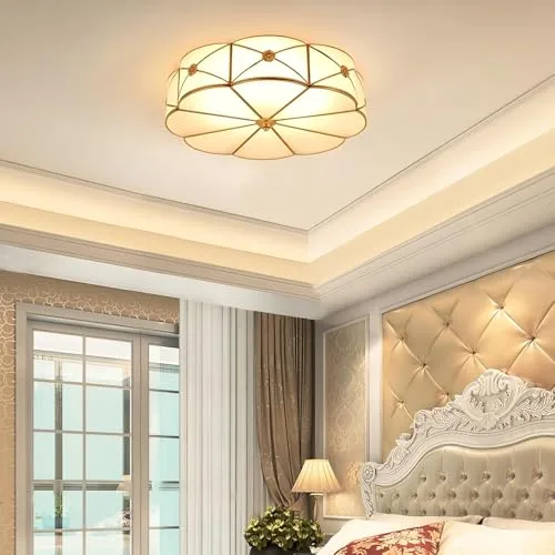 13.8 Inch Flush Mount Ceiling Light, 3 Lights Brass view 3