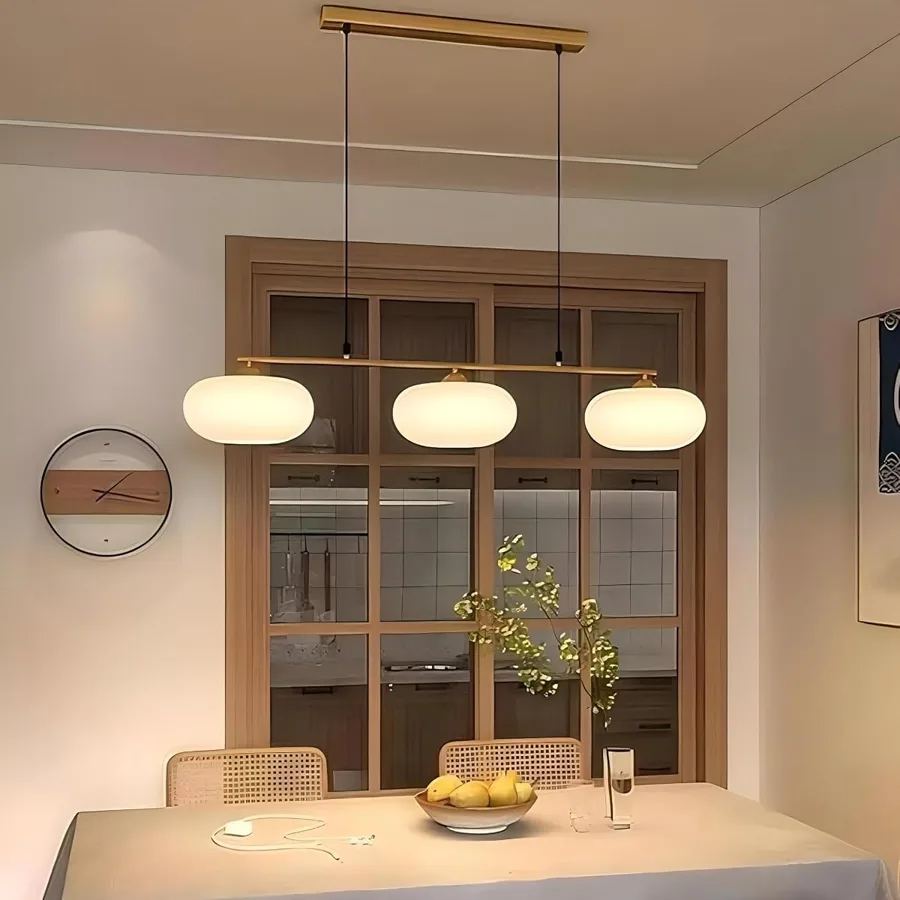 Gold 3-Light Glass Island view 1
